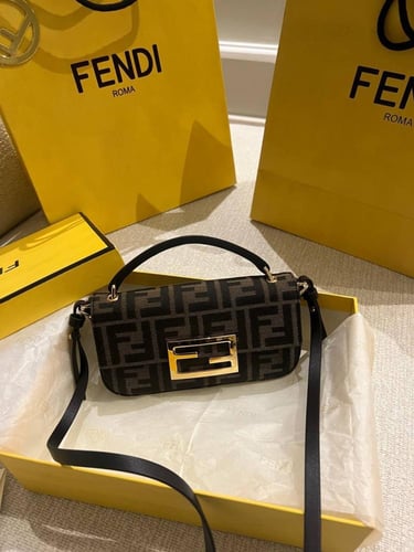 Fendi Brown jacquard bag with FF print