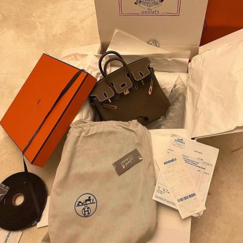 Hermes Eucalyptus Togo Leather Birkin 25 Bag