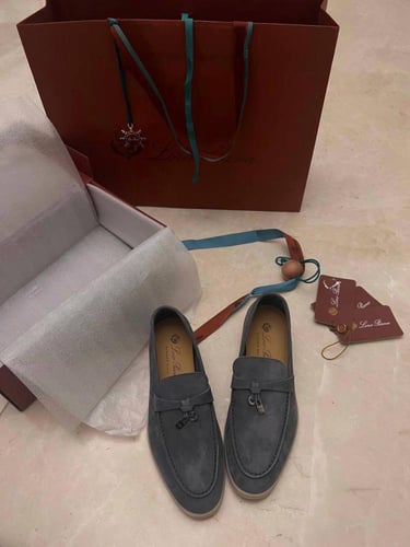Loro Piana Black Suede Summer Charms Walk Loafers