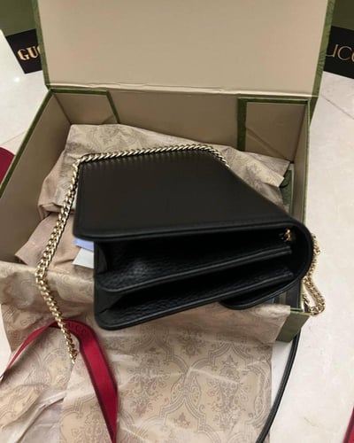 Gucci Black Leather Dollar Interlocking G Crossbod...