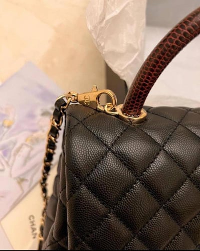 Chanel Coco Blue Caviar Quilted Leather Small Top...