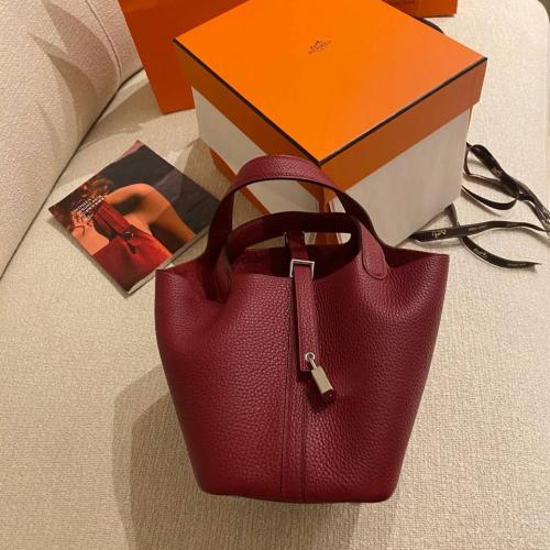 Hermes Picotin Look 18 Encre Togo Leather Bag Blue...