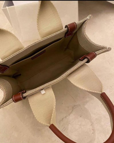 Chloé Woody Medium Black/Gray Leather and Wool Tot...