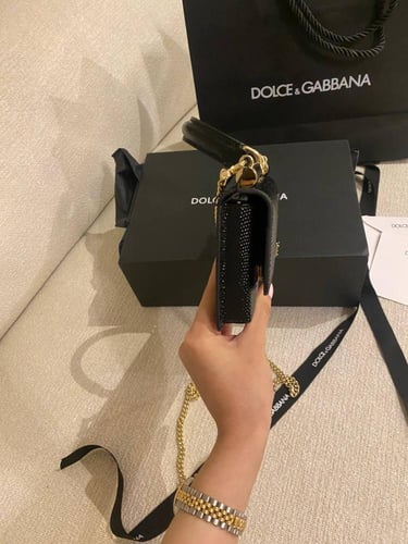 DG – Iguana-Print Mini Sicily Bag (Black)