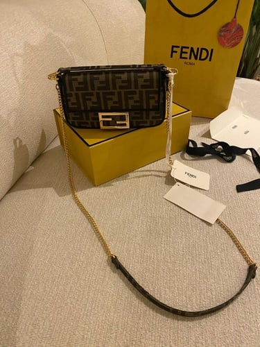 Fendi Baguette mini bag Jacquard bag with FF label...
