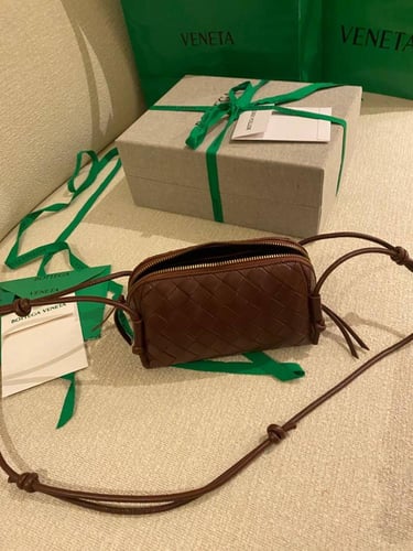 Botte Mini Cross Loop Camera Bag in Braided Leathe...