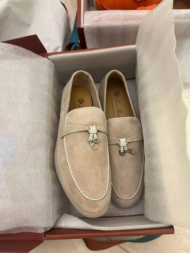 Loro Piana Black Suede Summer Charms Walk Loafers