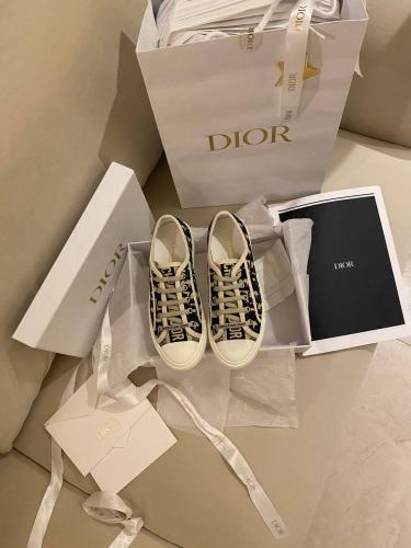 Dior Navy Blue/White Oblique Embroidered Canvas an...