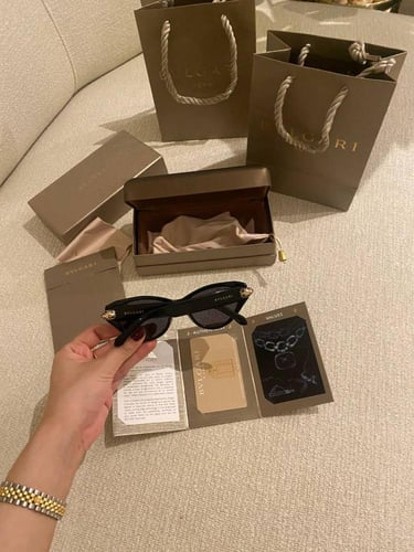 BVLGARI – Serpenti Sunglasses (Black / Gold Temple...