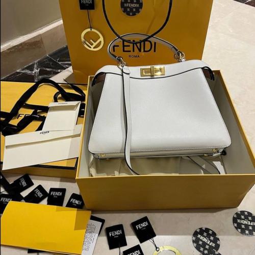 Fendi Peekaboo ISeeU bag in white quilted nappa le...