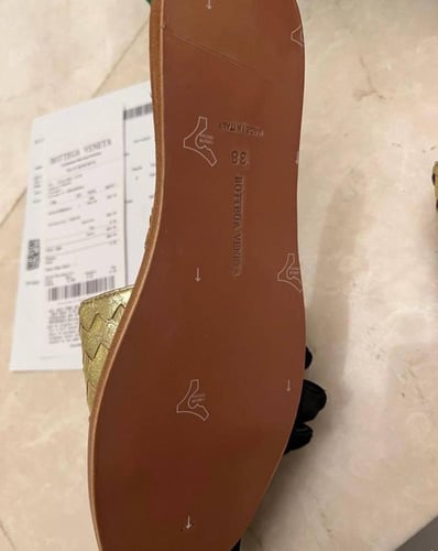 Bottega Veneta Metallic Gold Intrecciato Leather S...