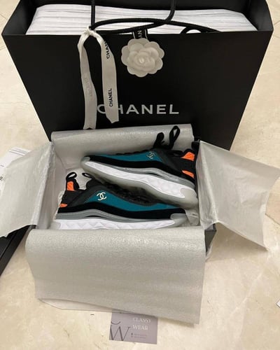 Chanel Black Wmns Calfskin and Nylon Sneaker