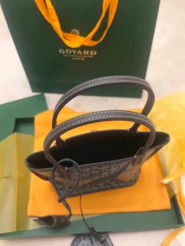 Goyard Anjou Mini Bag Goyardine Navy Blue Reversib...