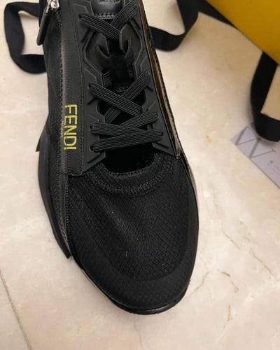 Fendi Black/Peach Suede and Nylon Flow Low Top Sne...