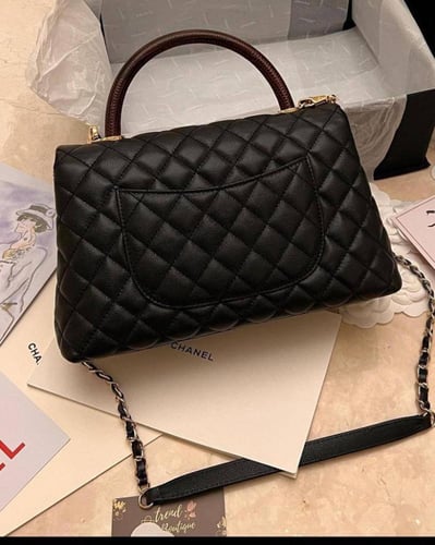 Chanel Coco Blue Caviar Quilted Leather Small Top...