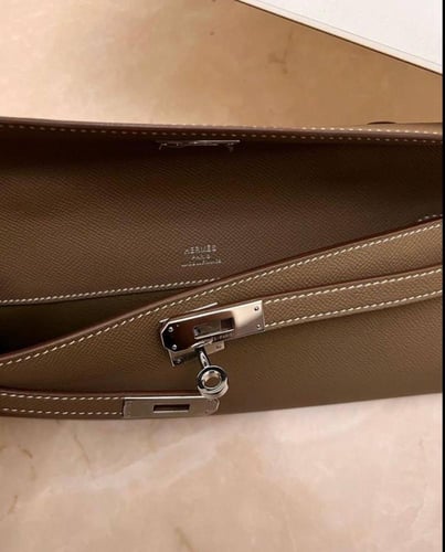 Hermes Kelly Cut clutch khaki
