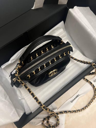 Chanel clutch bag with quilted design and nylon te...