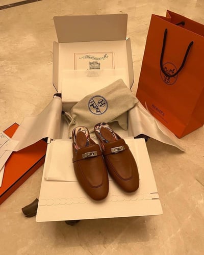 Hermes Brown Leather Oz Mules
