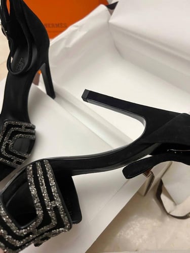 Black Rhinestone and Suede Premiere 70 heels
