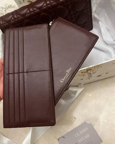 Dior Burgundy Cannage Leather Lady Dior Chain Pouc...