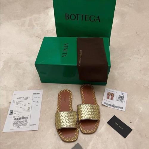 Bottega Veneta Metallic Gold Intrecciato Leather S...