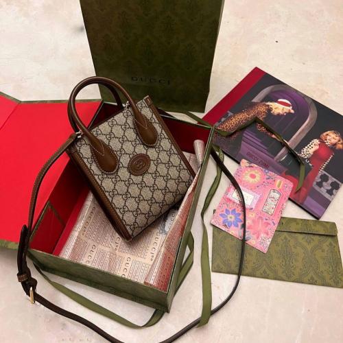 Gucci Beige/Brown Mini GG Supreme Interlocking G S...