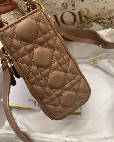 Dior Brown Cannage Leather small Lady Dior Tote