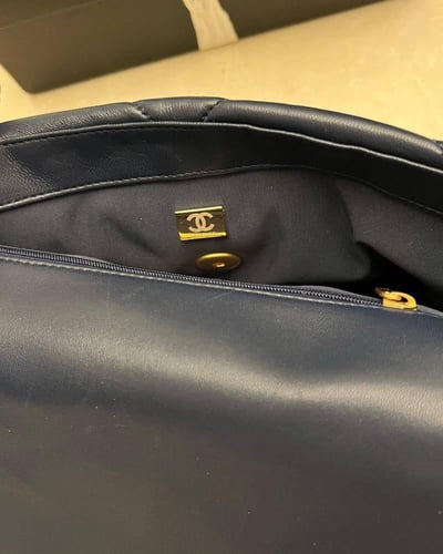 Chanel 19 blue quilted leather medium flap bag