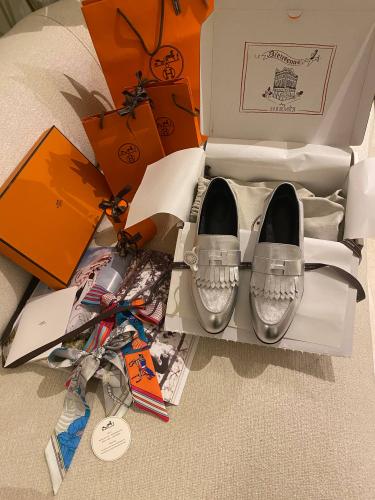 Hermes loafers metallic - Silver
