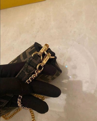 Fendi Baguette mini bag Jacquard bag with FF label...