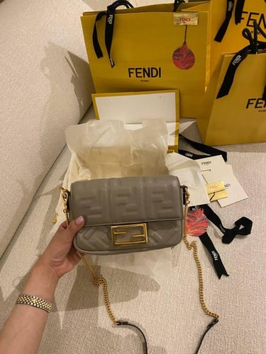 Fendi Baguette mini bag Jacquard bag with FF label...