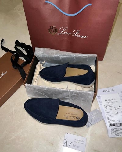 Loro Piana Black Suede Summer Charms Walk Loafers