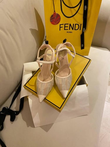 Brown Jacquard Colibri Slingback heels