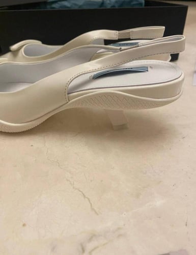 Prada white striped leather high heel shoes with h...