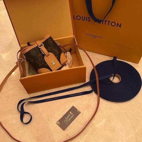 LV Brown Coated Canvas Monogram Noe Purse Sling Ba...