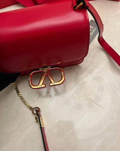 Vale Rouge Leather Small VLOCK Chain Shoulder Bag