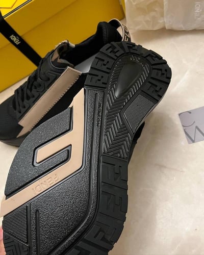 Fendi Black/Peach Suede and Nylon Flow Low Top Sne...