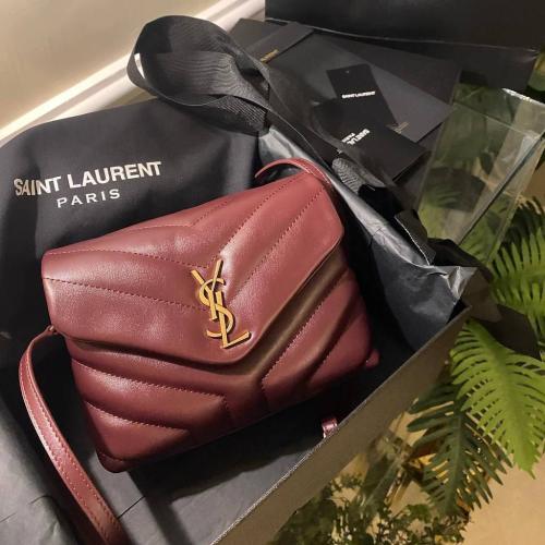 YSL Black Quilted Leather Toy Loulou Crossbody Bag