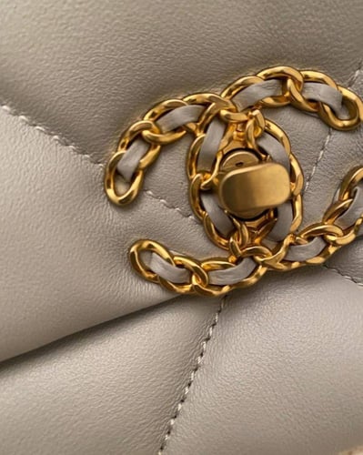 Chanel Grey Quilted Leather Large