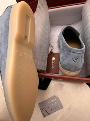 Loro Piana women's flats, elegant iron gray color