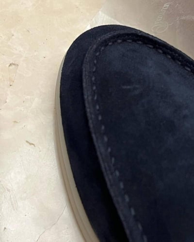 Loro Piana Black Suede Summer Charms Walk Loafers