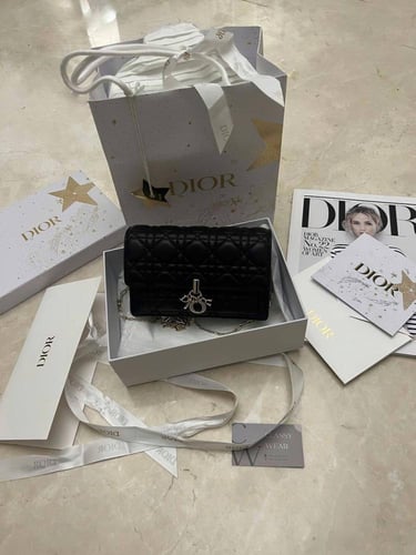 Dior Black Lambskin Cannage My Dior Top Handle Bag