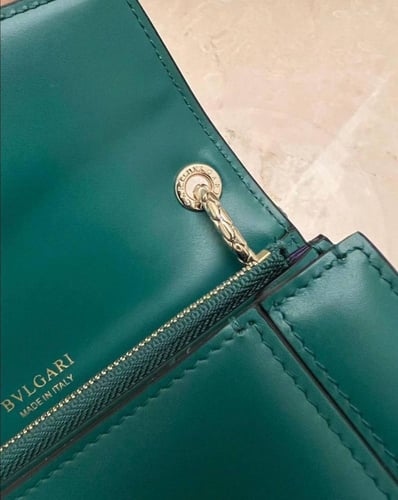 Bvlgari Green Leather Serpenti Forever East West S...