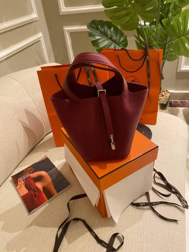 Hermes Picotin Look 18 Encre Togo Leather Bag Blue...