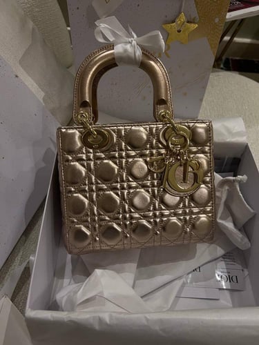 Dior Lady Dior small Sable Studded Leather Handbag