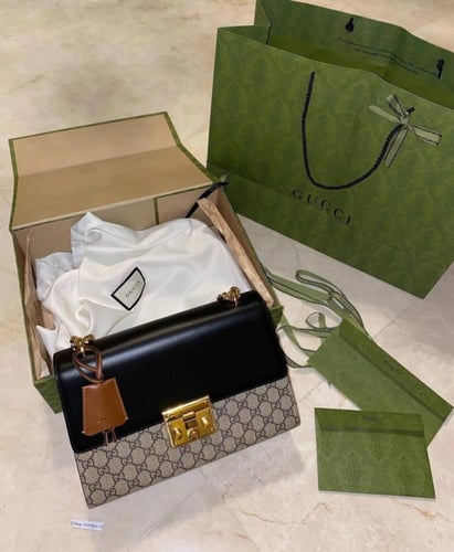 Gucci Beige Padlock Supreme Shoulder Bag