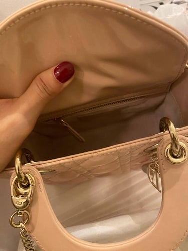 Dior Beige Cannage Leather mini Lady Dior Tote
