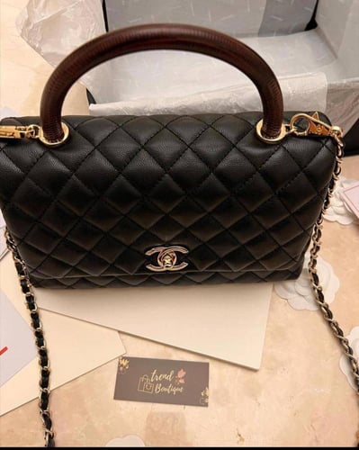 Chanel Coco Blue Caviar Quilted Leather Small Top...