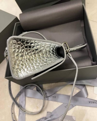 Balenc Silver Croc Embossed Patent Leather XS Hour...
