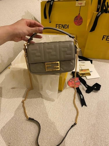 Fendi Baguette mini bag Jacquard bag with FF label...